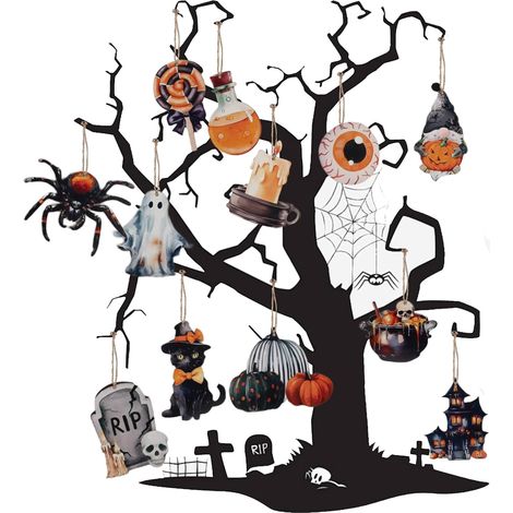 36 Pieces Décoration Suspendre Halloween, Pendentif Décoration Arbre Halloween, Deco Ornement Citrouille, Suspendre Ornement Deco, Ornaments Décoration Halloween pour Fêtes, Jardins (1/5)