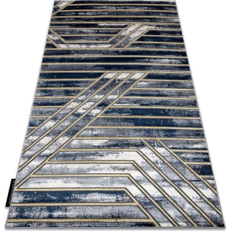 Tappeto DE LUXE moderno 460 Linee - Structural blu scuro / oro blue 240x340 cm