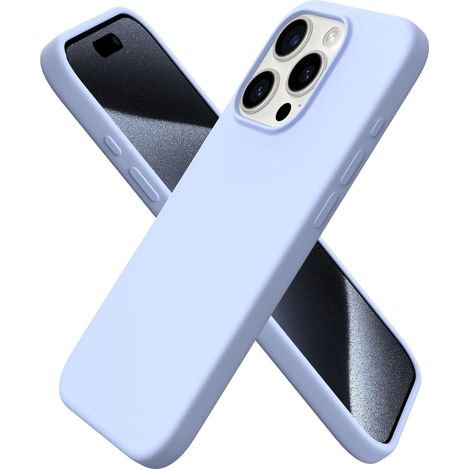 Coque en silicone liquide pour iPhone 15 Pro 6,1 pouces, protection intégrale, anti-rayures, bleu bébé (1/5)