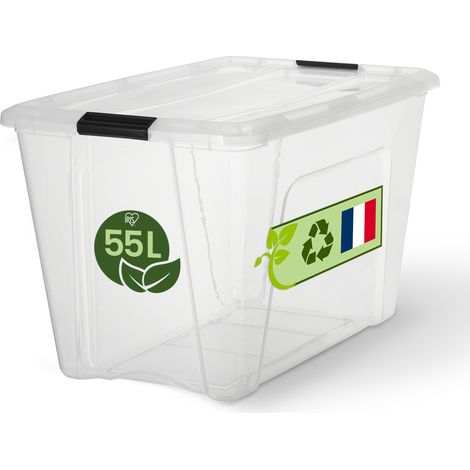 Iris Ohyama, Boite de Rangement Maison Plastique, 55L, Unité, Transparent, BSB-55