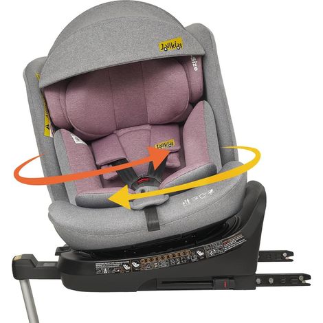 Seggiolino auto bambino girevole 360° i-Size ISOFIX 40-150 cm rosa grigio (1/5)