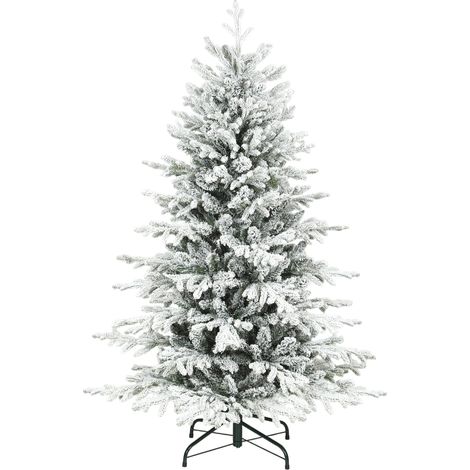Sapin de Noël artificiel de 150 cm, décor enneigé, 1162 branches, pieds pliables en métal (1/5)