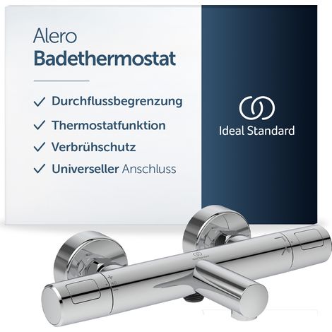 Ideal Standard Alero Badethermostat Aufputz, Auslaufhöhe 163 mm ✔ Chrom - Gezielte Durchflusssteuerung, Verbrühschutz, universeller G-1/2-Anschluss, hochwertige Badarmatur, A8576AA (1/5)