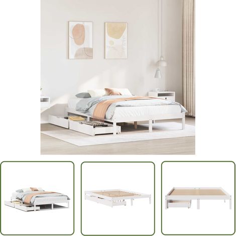 vidaXL Cadre de lit sans matelas blanc 160x200 cm bois de pin massif (1/5)