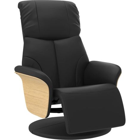 Fauteuil relax Fauteuil inclinable avec repose-pieds noir similicuir (1/5)