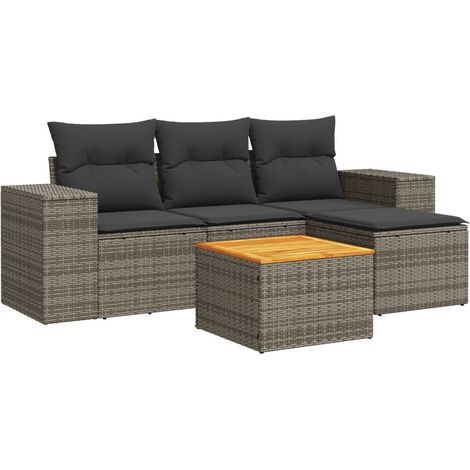 Maison Exclusive - 5-tlg. Garten-Sofagarnitur mit Kissen Grau Pol
