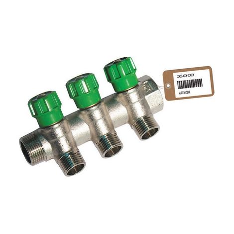 COLLETTORE LINEARE CON RUBINETTI D'ARRESTO 3 DERIVAZIONI IMPEX F-BRICO- 3/4 x 1/2- FAIDF- pezzi 1