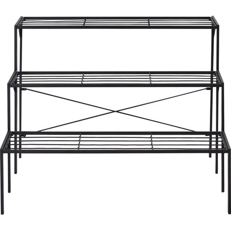 Goplus – Support pour plantes en acier à 3 niveaux – Étagère de rangement pour pots de fleurs – Capacité 30 kg par niveau – Dimensions 86x22 cm