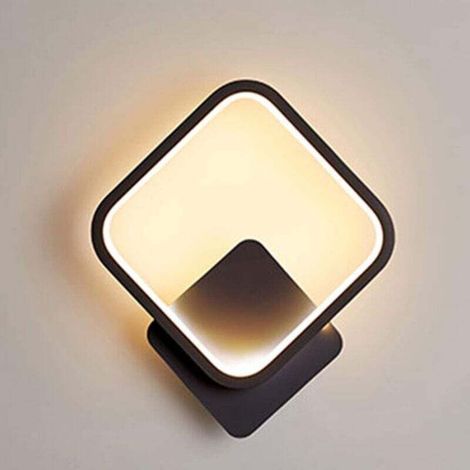 LED-Wandleuchte für den Innenbereich, quadratische Wandlampe, 12 W, Warmweiß 3000 K, modern Wandleuchte für Treppenhaus, Schlafzimmer, Wohnzimmer, Flur, Schwarz [Energieklasse E] (1/4)