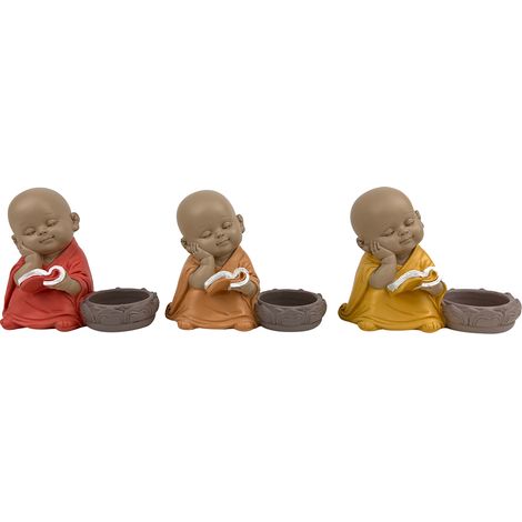 Signes GrimaltMonje 3U Buddhas – braune Buddha-Figur, 10 x 12 x 7 cm, für Heimdekoration