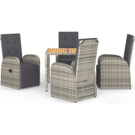 Maison Exclusive - 5-tlg. Garten-Essgruppe mit Kissen Grau Poly R