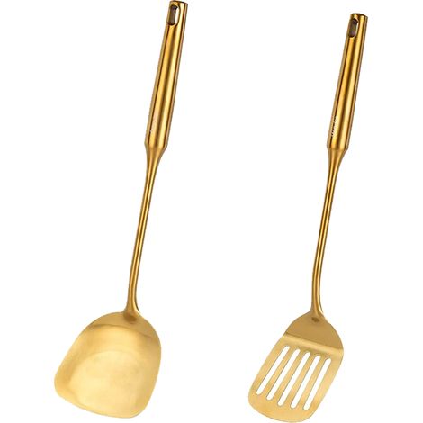 Ensemble d'ustensiles de cuisine en acier inoxydable, 2 pièces, couleur or (1/5)