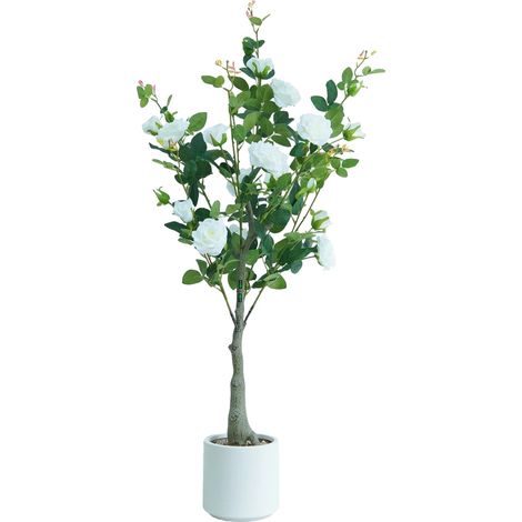 Albero fiorito artificiale, senza necessità di manutenzione, decorazione versatile, bianco (1/2)