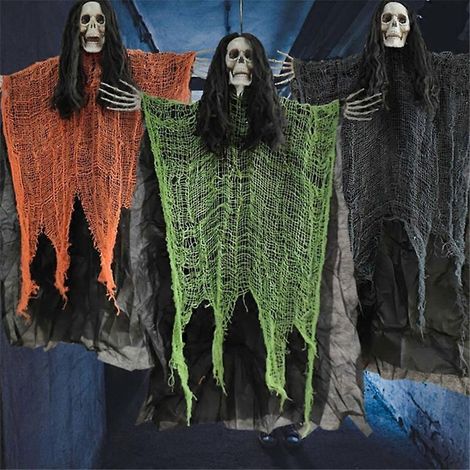Paquete de 3 fantasmas colgantes, decoraciones de Halloween para interiores y exteriores. (1/5)