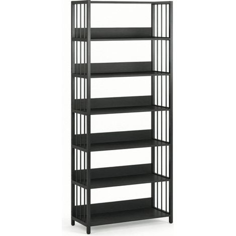 Estantería de pie de 6 niveles en MDF y metal 80 x 30 x 190 cm negro MODENUIT (1/5)