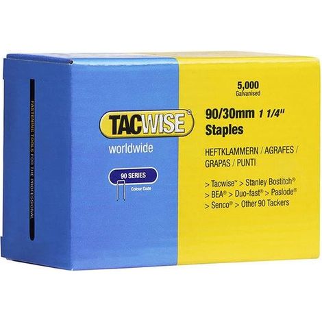 Tacwise 90 Narrow Crown Staples 30mm - 5000 Pack