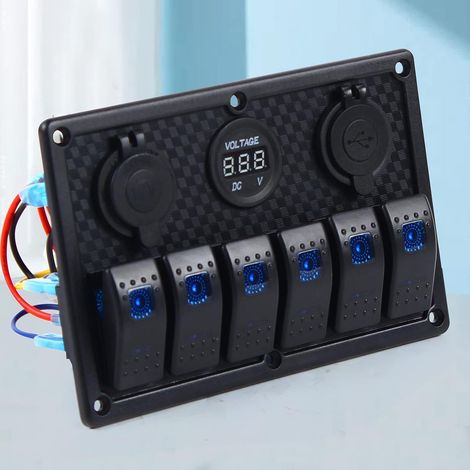 Yacht Bit LED-Schalter Bedienfeld Schaltfläche 12-24V Wasserdicht Programmable mit Dimmer-Funktion, Schwarz Schaltpaneele Überlastschutz für Schaltkreise Autos Schiffe Wohnwagen LKW Boot SUV (1/5)