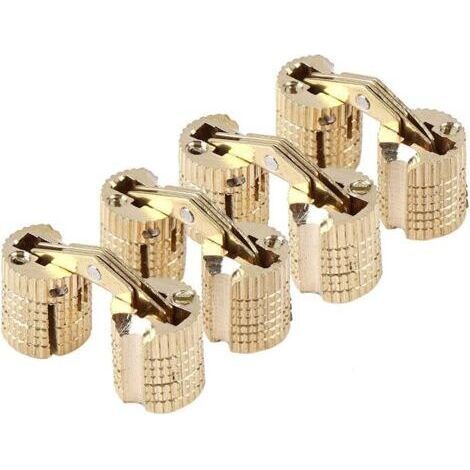 4pcs/pack Hidden Brass - Hidden Copper Invisible Barrel Hinge Furniture Hinges for DIY Wooden Door Gift Boxes Jewelry Box, 180° Opening Angle (1/5)