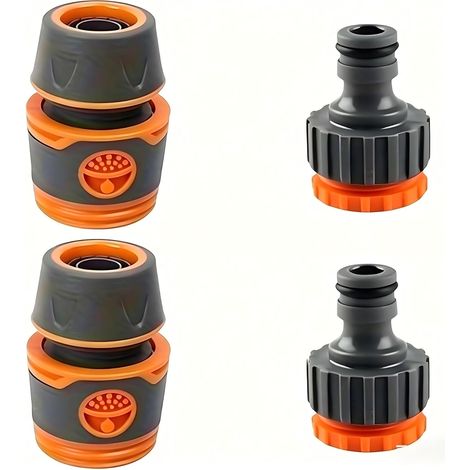 Raccords Rapides pour Tuyau d'arrosage, Lot de 4 connecteurs de Tuyau d'arrosage, Adaptateur à dégagement Rapide Anti-Fuite pour l'arrosage du Jardin et de la pelouse (1/5)