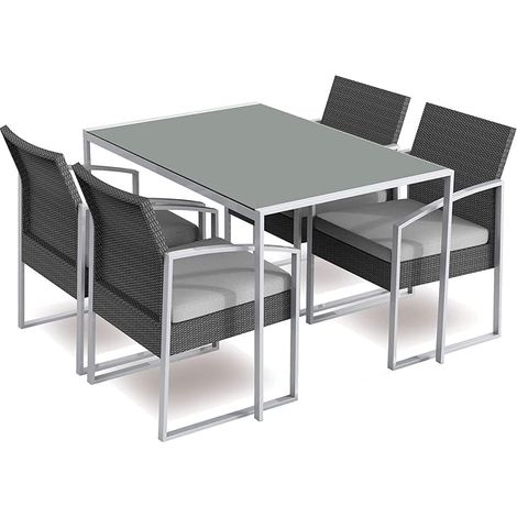 Garden Friend Dining Set Bilbao Farbe Black Washed (1 Tisch 4 Sessel)