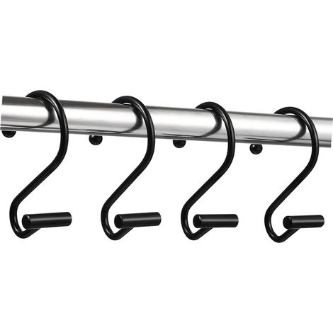 CALLARON Lot de 12 crochets rideau douche en métal noir forme S (1/5)