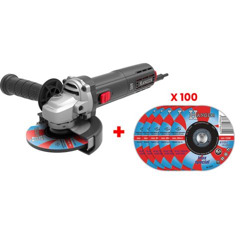 Meuleuse d'angle 900 W avec 100 disques 125X1,6mm inox - HANGER - GR-900C