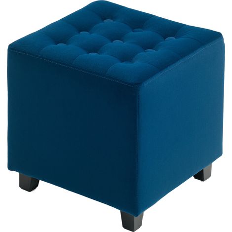 VelvetFeel Square Ottoman Blue (1/5)