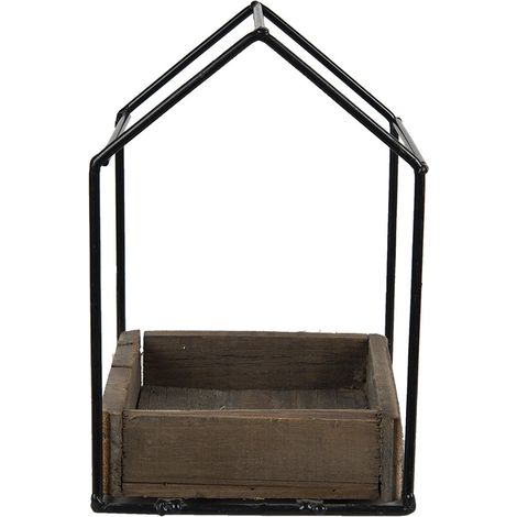 Pot de fleurs d'intérieur en bois marron cache-pot pour plantes 15 x 15 x 23 cm - PANGIVO (1/3)