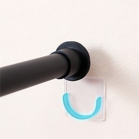 Support Telescopique - Sans Perçage - Pour Rideau De Douche - Compatible Tube Jusqu'à 4 cm - Adhésif Renforcé - Transparent - 2 Pièces (1/5)