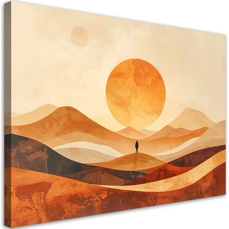 Quadro su tela, Paesaggio astratto con sole arancione - 30x20 (1/2)