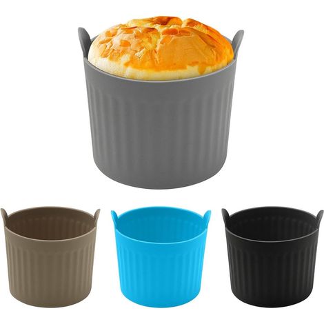 Lot de 4 moules à muffins pour friteuse à air chaud - Moules en silicone - Démoulage facile - Grands moules à muffins pour friteuse à air chaud - 4 couleurs - Taille : 6,6 cm (1/5)