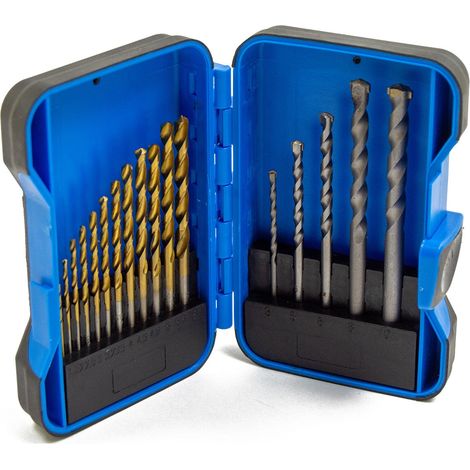 17pc HSS & Masonry Drill Bit Set for Metal Stone & Brick Wolf Trade (1/3)