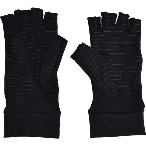 Gants de compression en cuivre anti-arthrite, soulagement douleur, demi-doigts récupération, homme femme (1/5)