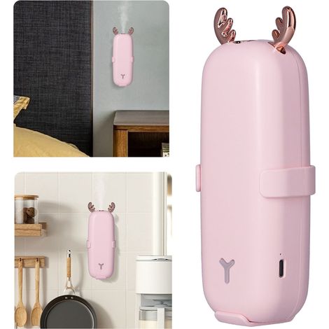 Diffuseur d'arômes double usage mural/de bureau, distributeur de parfum intelligent automatique, mini diffuseur de parfum, rechargeable par USB, rose. (1/5)