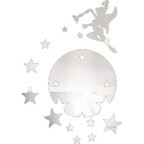Adesivo murale acrilico 3D a specchio, angelo fata stelle, rimovibile per finestra, adesivi murali per casa, decorazione per muro TV (1/5)