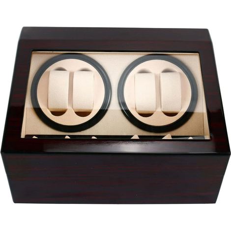 Enrollador automático de relojes de madera para 4 + 6 relojes - Enrollador automático de relojes de bambú - Para hombres y mujeres, negro (1/5)