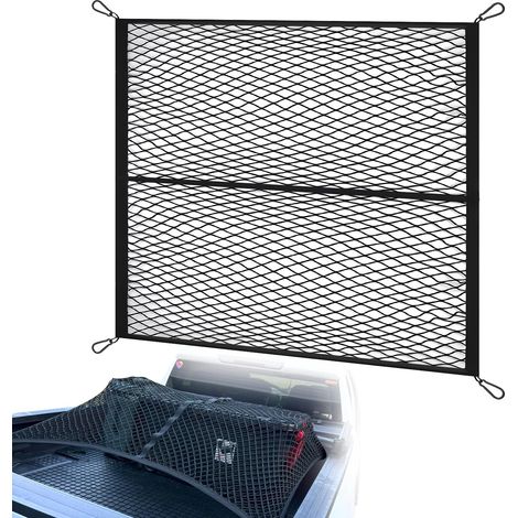 Filet à bagages très élastique, facile à transporter, 1,2 m × 1,2 m, extensible jusqu'à 2,1 m × 2,1 m, convient pour les charges légères quotidiennes dans les pickups, voitures, camping-cars avec 8 (1/5)
