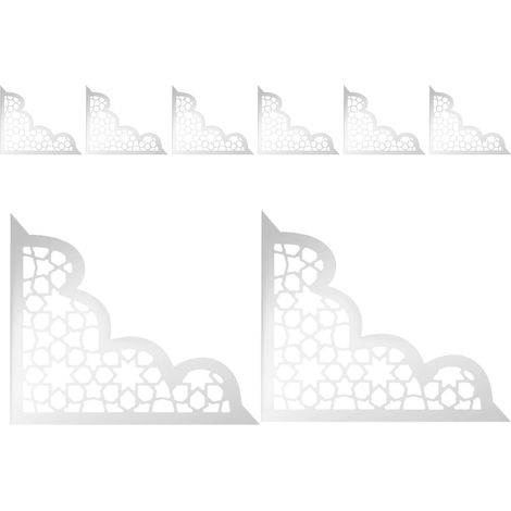 Lot de 8 Appliques Murales d'Angle Autocollantes en Acrylique Argenté Stickers Décoratifs Miroir pour Meubles Portes et Placards Décor Vintage pour Salon Cuisine Faciles à (1/5)