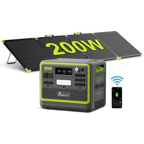 FOSSIBOT F2400 LiFePO4 2048Wh 2400W Portable Electric Generator + 200W Solar Panels - 220V Power Station XT90 Camp RV (1/5)