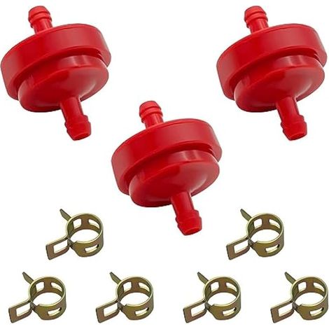 Compatible avec tondeuse à gazon 1/4 pouce ID Filtre à carburant en ligne Remplacement pour Briggs Stratton 298090 298090S 298090 56679 56679MA 7014359YP x3 avec pinces à carburant x6 (1/3)