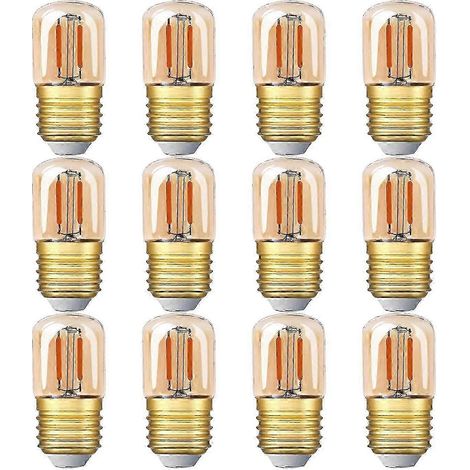Lot de 12 ampoules LED à filament T28 1W, culot E27, blanc chaud 2200K, verre ambré (1/3)