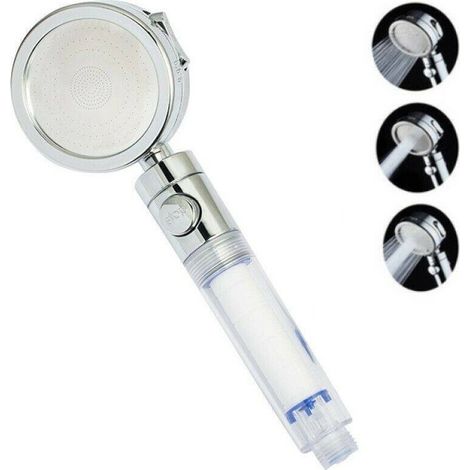 TrAdE Shop Traesio - Soffione Doccia Multigetto Rotondo Doccetta 8x25cm Massaggio Anticalcare 52999 - (1/2)