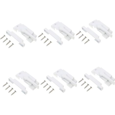 Juego de 6 cerraduras de leva universales para puertas corredizas de vidrio con apertura a la derecha, color blanco.