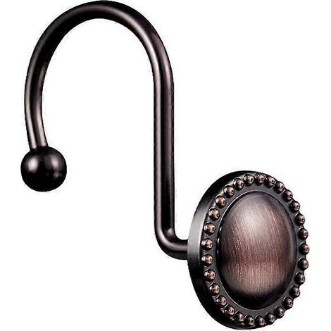 Filiyano-Crochets de rideau de douche en bronze huilé, anneaux décoratifs en acier inoxydable pour rideau de douche, 16 pièces, bronze[dt] (1/5)