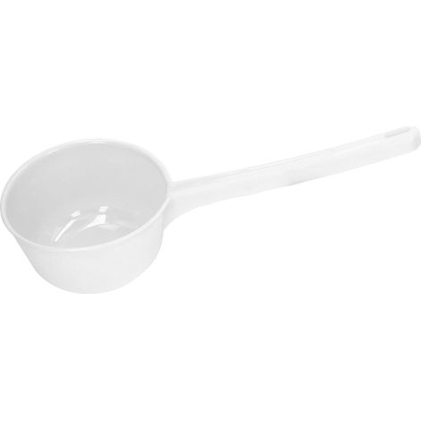 1506-1 Louche agricole en plastique avec manche allongé, adaptée à l'arrosage des légumes, grand diamètre, usage en cuisine, louche blanche en plastique à long manche. (1/5)