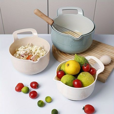 BelleRise - Ensemble de 4 saladiers en plastique — Design antidérapant, idéal pour la préparation de salades (1,1 L / 1,5 L / 2 L / 2,5 L) (1/5)