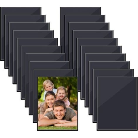 20 Pièces Cadres Photo Magnétiques, 9.3 x 6.3 cm Cadre Photo Magnetique Frigo, Réutilisable, pour Réfrigérateur Casier Armoire de Burea, pour Photos et Cartes Postales, pour Photos de Famille (Noir) (1/5)