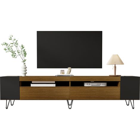 Mobile TV 180x36x43 cm, 2 Ante, Struttura Robusta, Montaggio Semplice, MDF, Nero, per Soggiorno e Camera (1/5)