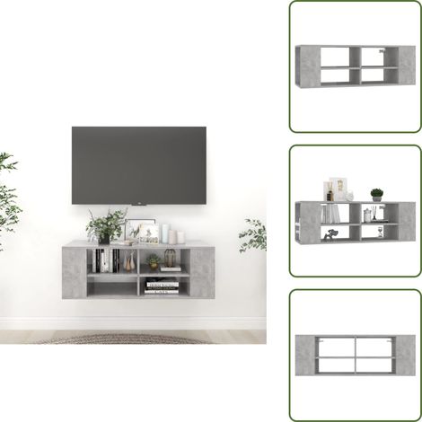 The Living Store TV-Wandschrank Betongrau 102x35x35 cm Holzwerkstoff - Wandregal (1/5)