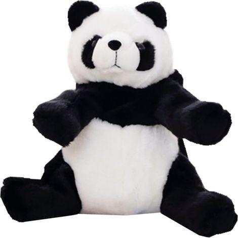 1 bolso de peluche blanco y negro con forma de panda para guardar de forma creativa los juguetes y accesorios de los niños.